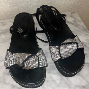 Black sparkle sandals